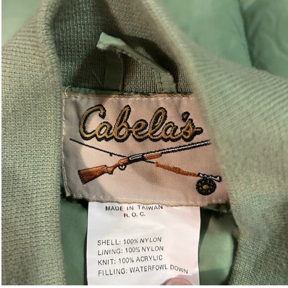 Vintage Cabelas Down Puffer Vest Womens Size Small Pistachio Green Full Zip - Picture 2 of 4